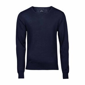 Tee Jays Mens Knitted V Neck Sweater / Navy Blue